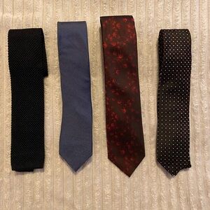 Elegant Men's Tie Set - Black, Blue, Red, and Black with Dots